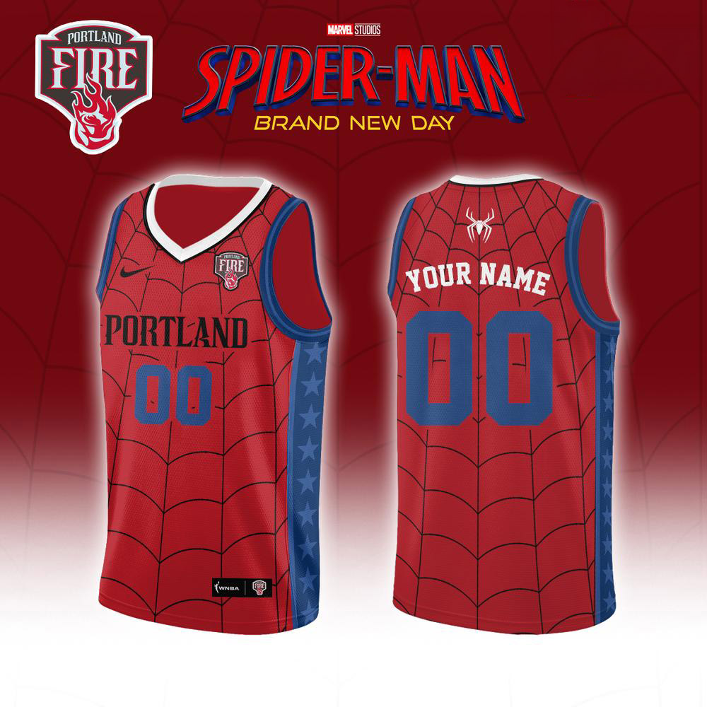 Portland Fire x SpiderMan Brand New Day 2026 Edition Basketball Jersey Apparel 1 - Unicasport Portland Fire x SpiderMan Brand New Day 2026 Edition Basketball Jersey Apparel