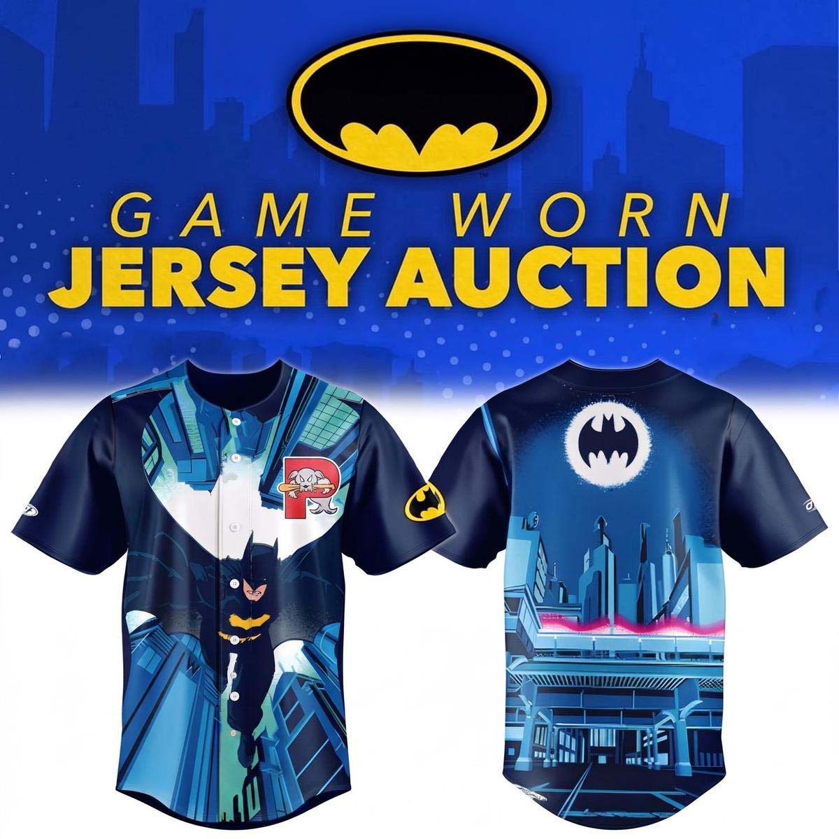 Game Worn Batman Jersey - Portland Sea Dogs 1 - Unicasport Game Worn Batman Jersey - Portland Sea Dogs