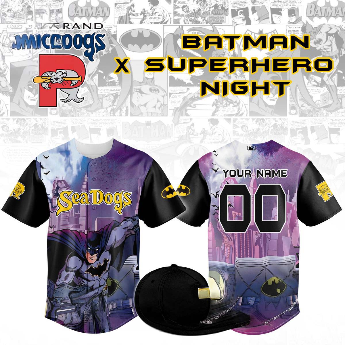 Portland Sea Dogs x Batman Superhero Night Baseball Jersey - Best Gift for Fans