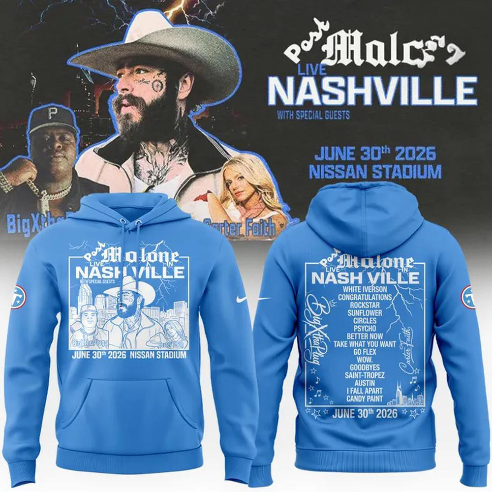 Post Malone 2026 Blue Columbus Ohio Music Tour Hoodie