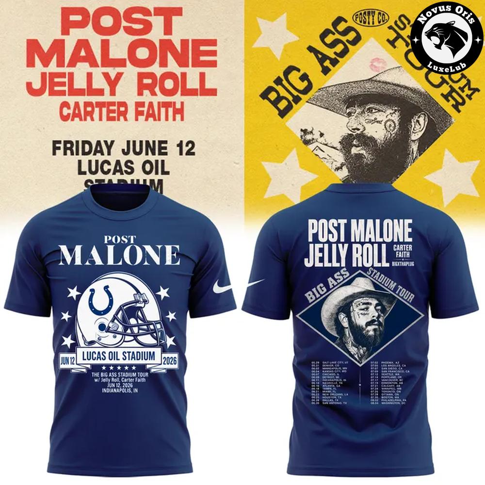 Post Malone Big Ass Stadium Tour 2026 Jelly Roll Carter Faith T-Shirt