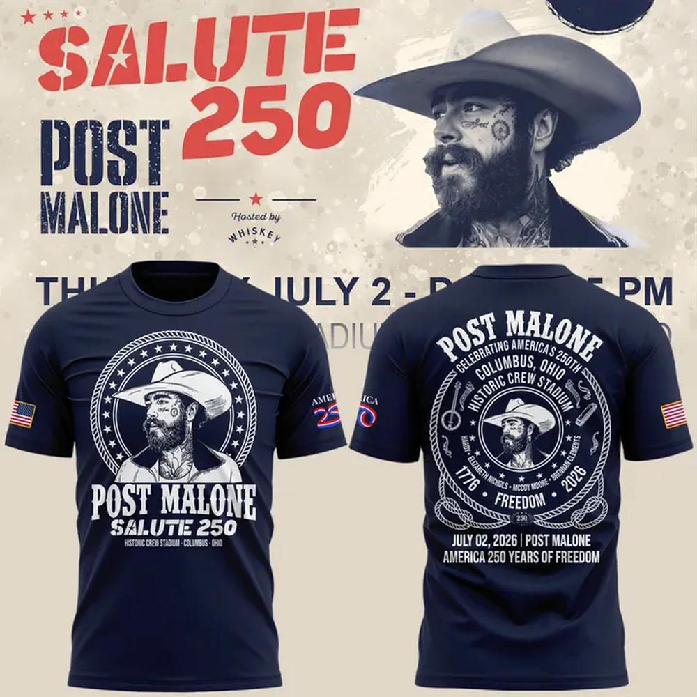 Post Malone Black Salute 250 Columbus Ohio T Shirt