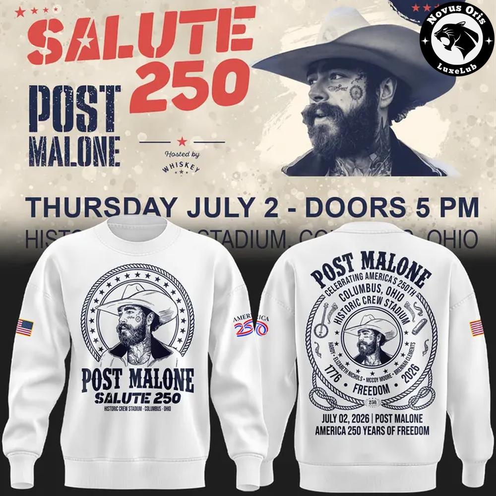 Post Malone Salute 250 Columbus Ohio Concert 2026 Sweatshirt 1 - Unicasport Post Malone Salute 250 Columbus Ohio Concert 2026 Sweatshirt