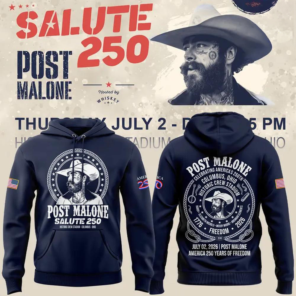 Post Malone Salute 250 Columbus Ohio Navy Blue Hoodie