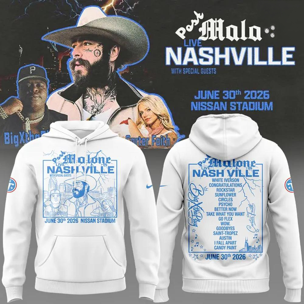Post Malone Salute 250 White Patriotic Concert Hoodie