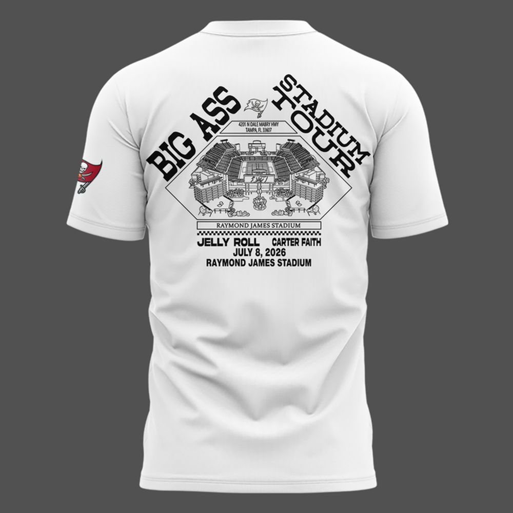Post Malone x Tampa Bay Buccaneers Big Ass Stadium Tour 2026 White T-Shirt - Image 3