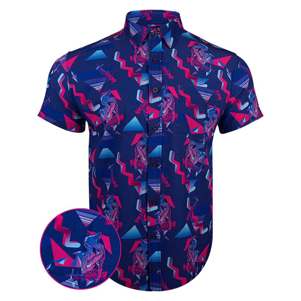 Prehistoric Blue Button Down Shirt Tactical Hawaiian Shirt Gift Ideas For Brother