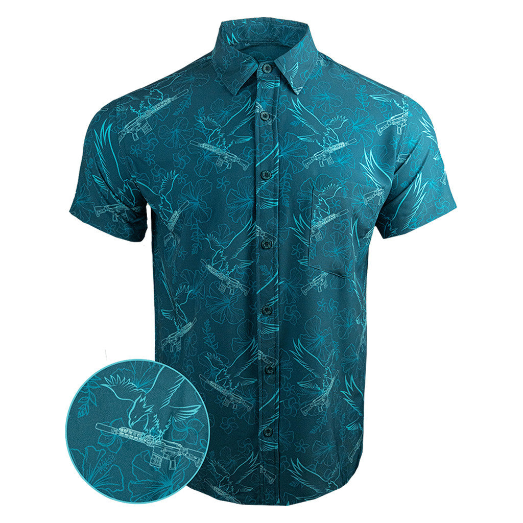 Prey Anniversary Teal Button Down Shirt Tactical Shirt Hawaii Style Best Christmas Gifts For Dad