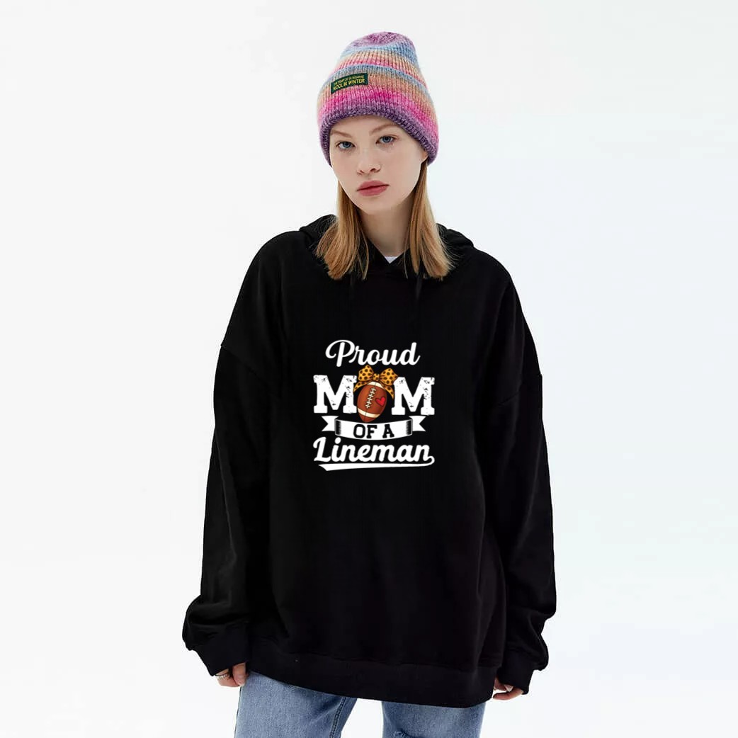 Proud Lineman Mom Football Mama Mother's day Graphic Hoodie
