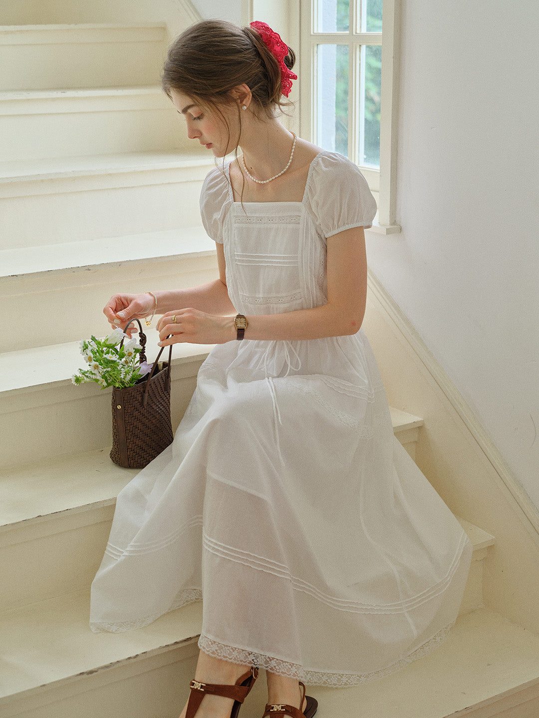 Pure White Cotton Square Neck Puff Sleeve Fairy Dress Good Stylists Kerfuffle