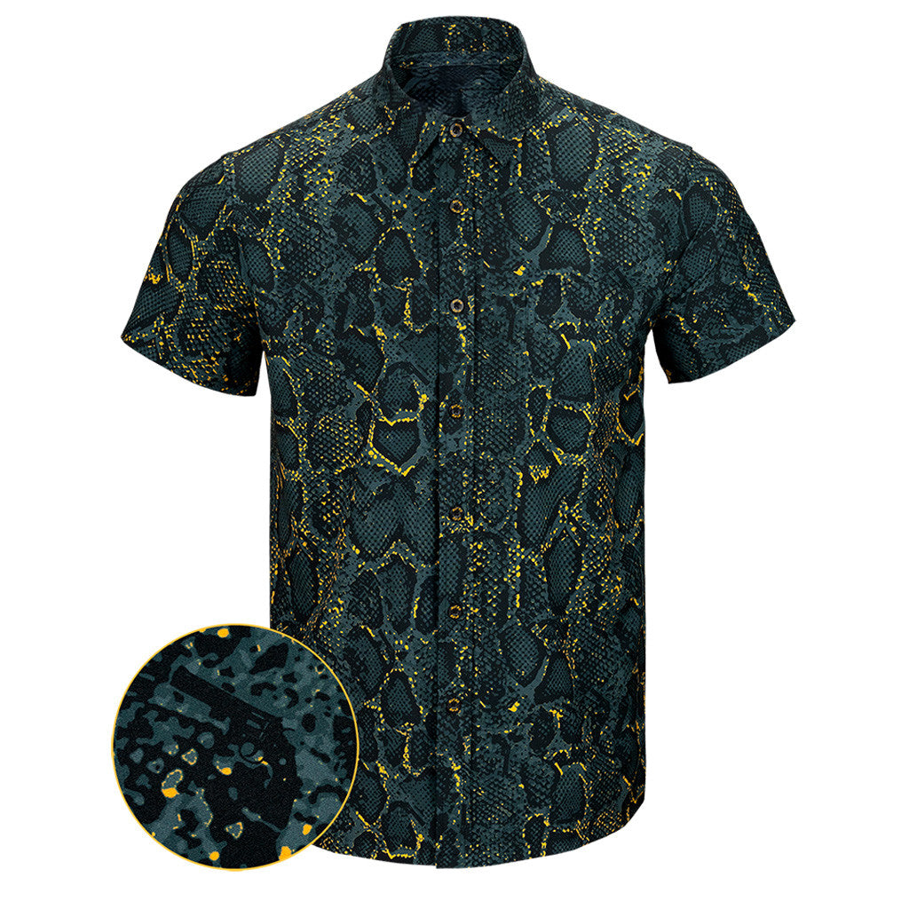 Python Black Button Down Shirt Gun Print Hawaiian Shirt Best Christmas Gifts For Father