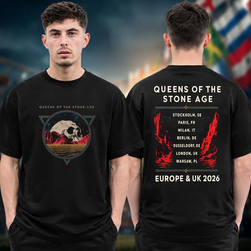 Queens Of The Stone Age QOTSA Europe And UK Tour 2026 Planet Skull Two Sided Tour Dates Unisex T Shirt