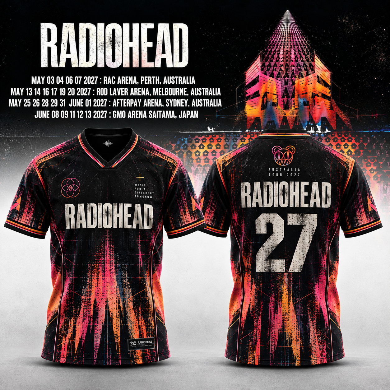 Radiohead Australia Tour 2027 Exclusive Football Jersey 1 - Unicasport Radiohead Australia Tour 2027 Exclusive Football Jersey