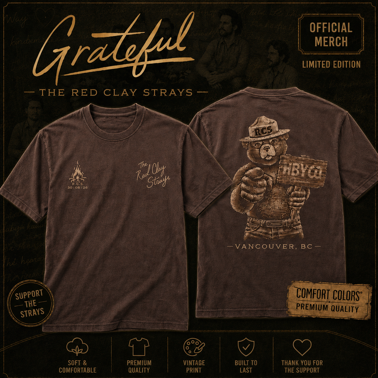 Red Clay Strays Tour Vancouver Aug 30 2026 T-Shirt Merch 2 - merchtourboutique red clay strays tour vancouver aug 30 2026 t shirt merch - merchtourboutique