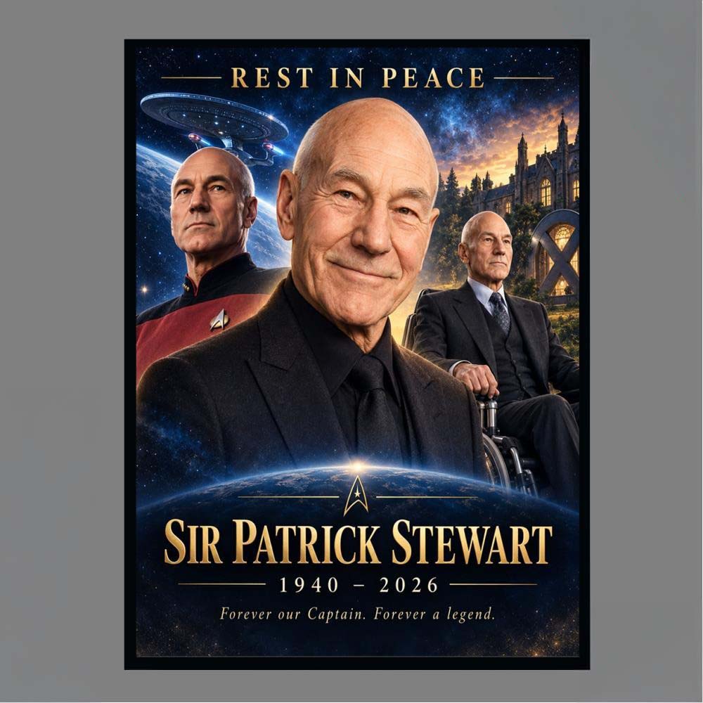 Rest In Peace Sir Patrick Stewart 1940 2026 Forever Our Captain Forever a Legend Poster