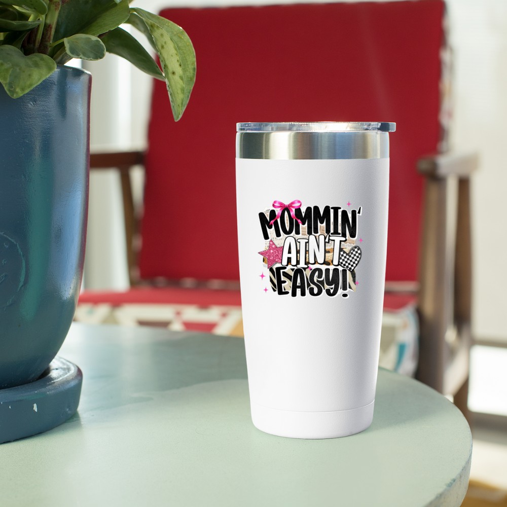 Retro Checkered Leopard Mommin' Ain't Easy Christian Mama Tumbler - Image 4