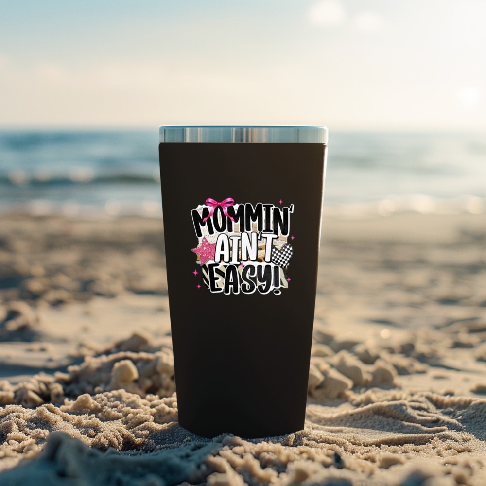 Retro Checkered Leopard Mommin' Ain't Easy Christian Mama Tumbler - Image 3