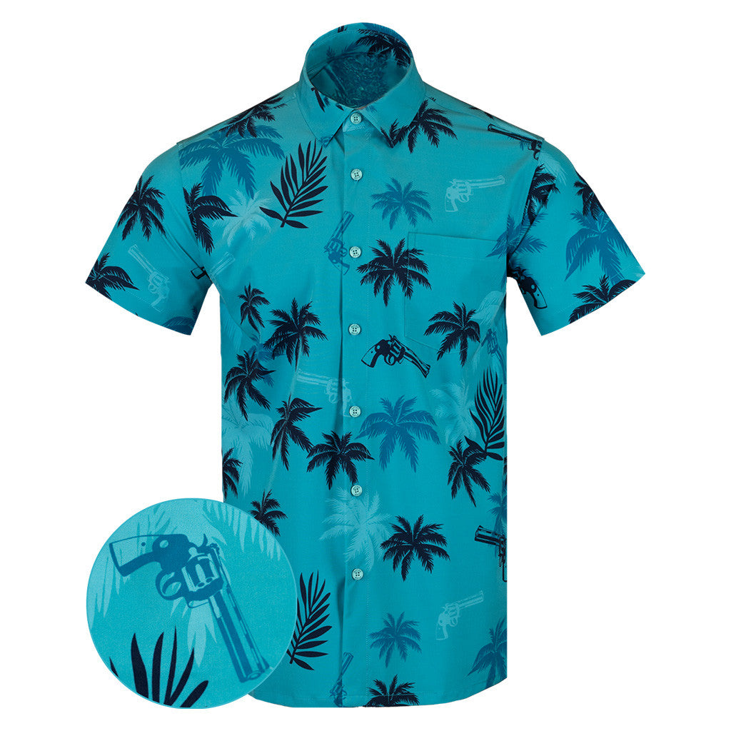 Retro City Blue Button Down Shirt Tactical Shirt Hawaii Style Xmas Presents For Son
