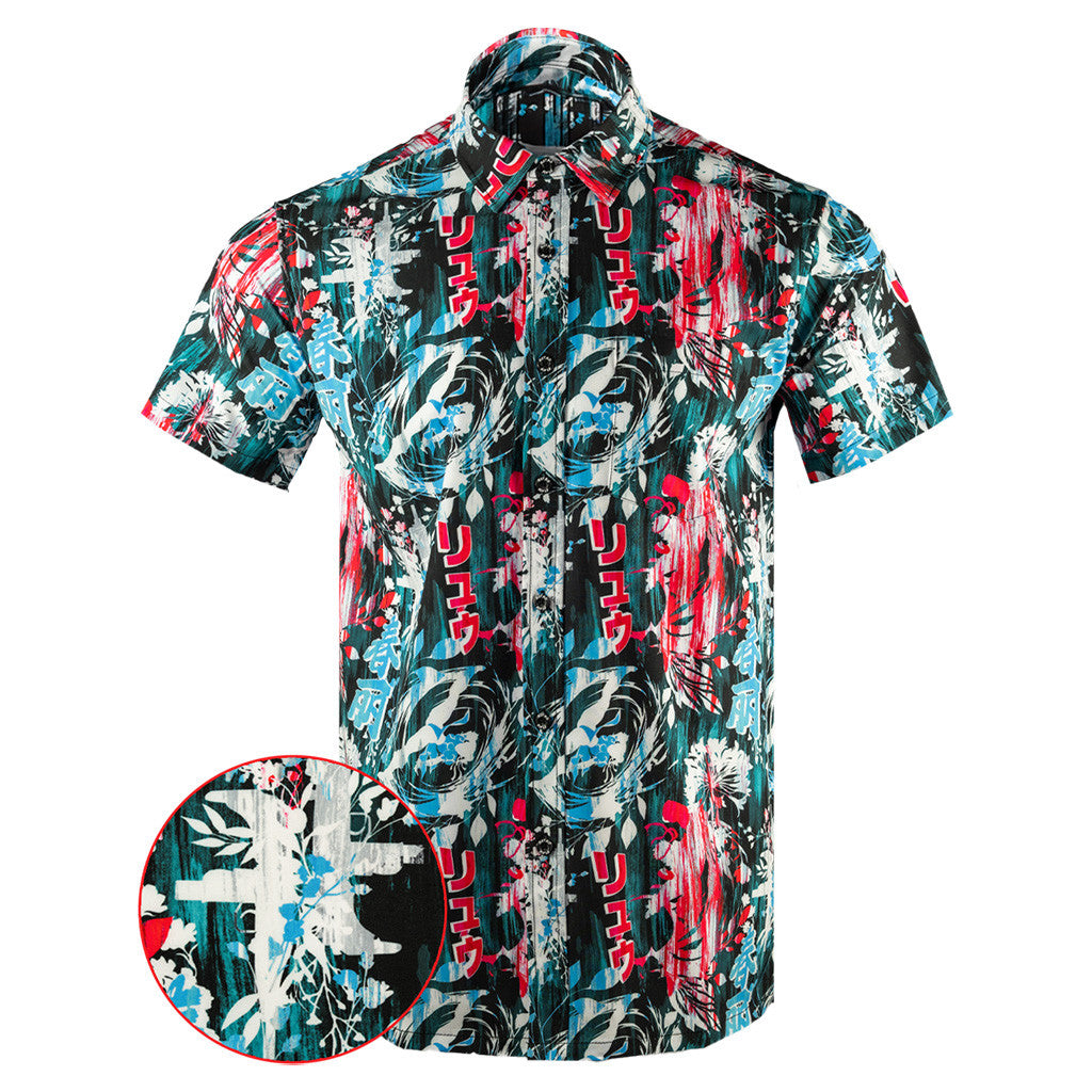 Retro Fighter Button Down Shirt Outdoor Hawaiian Tactical Shirt Gift Ideas For Father