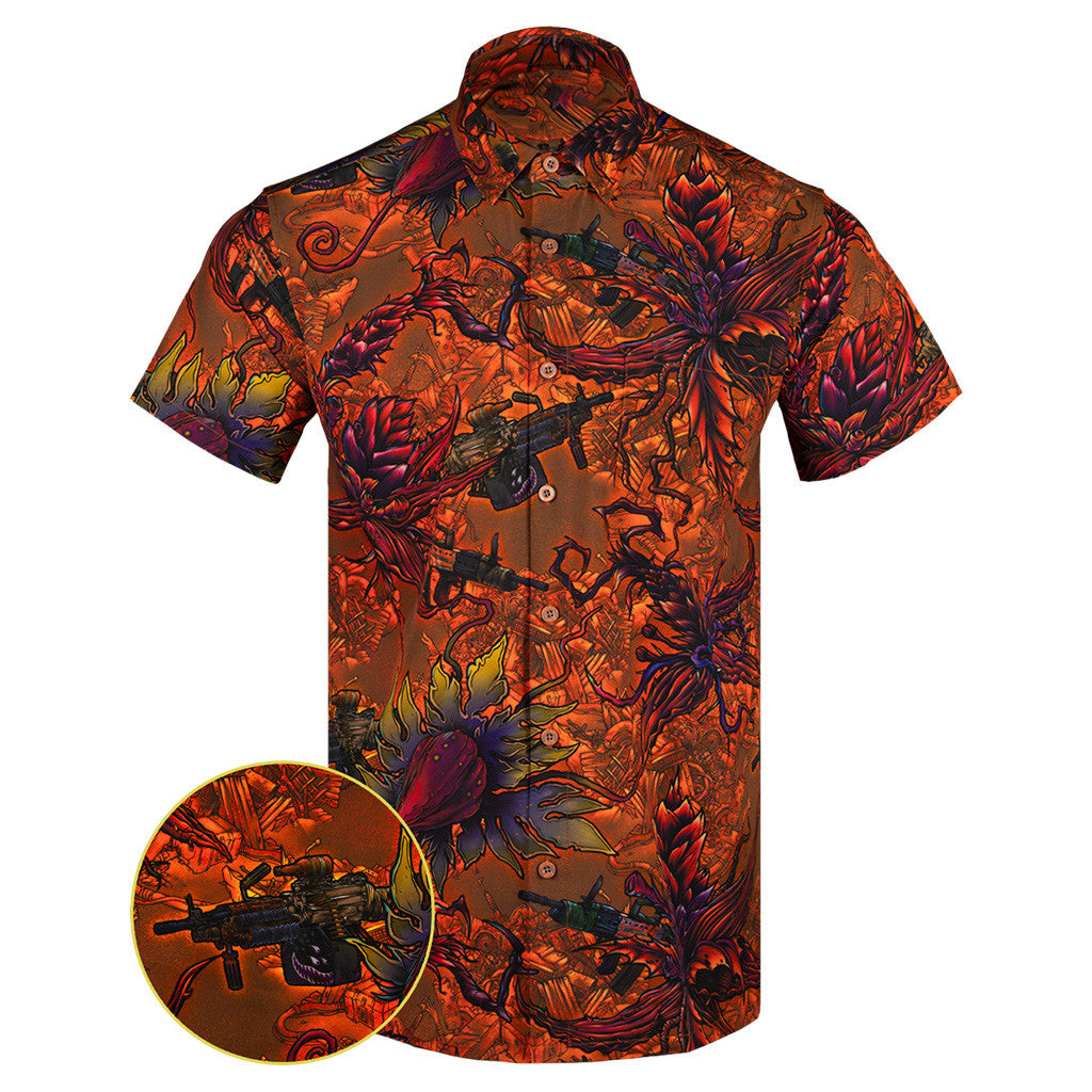 Retrolands Orange Button Down Shirt Tactical Shirt Hawaii Style Gifts For Brother In Law