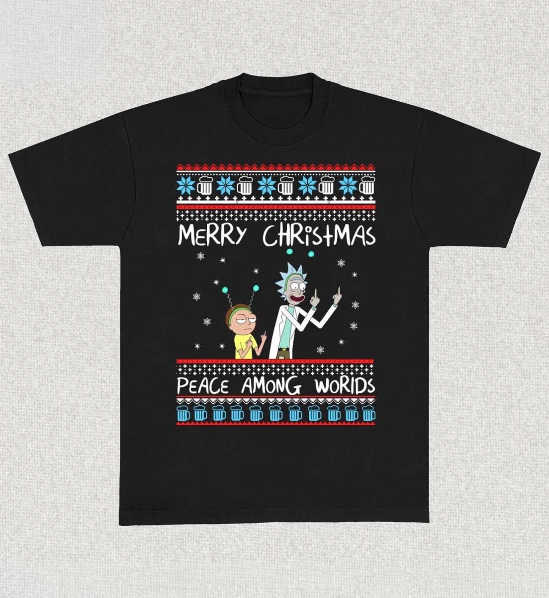 Rick and Morty Merry Christmas Peace Among Worlds TShirt