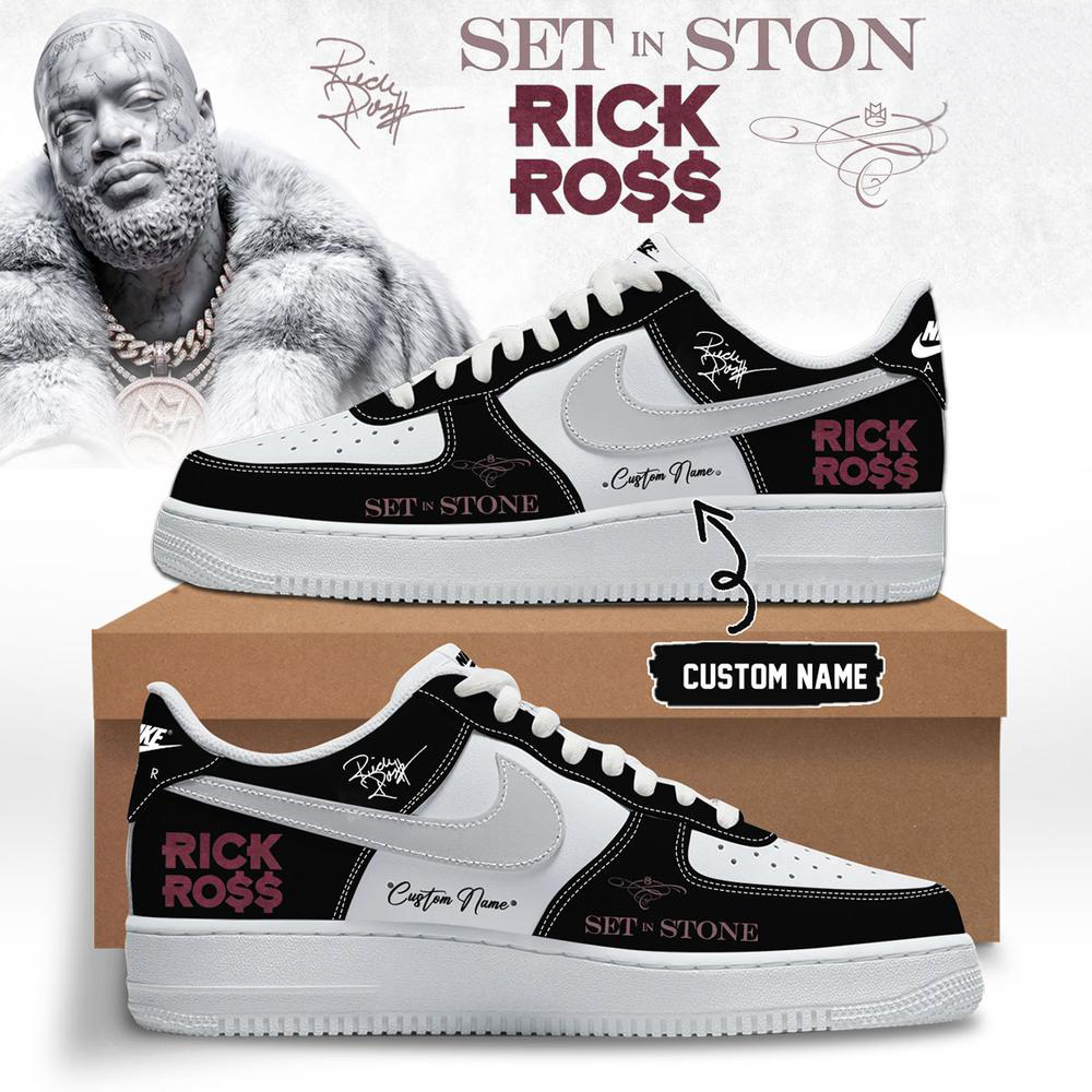 Rick Ross Black and Burgundy Music Fan Sneakers