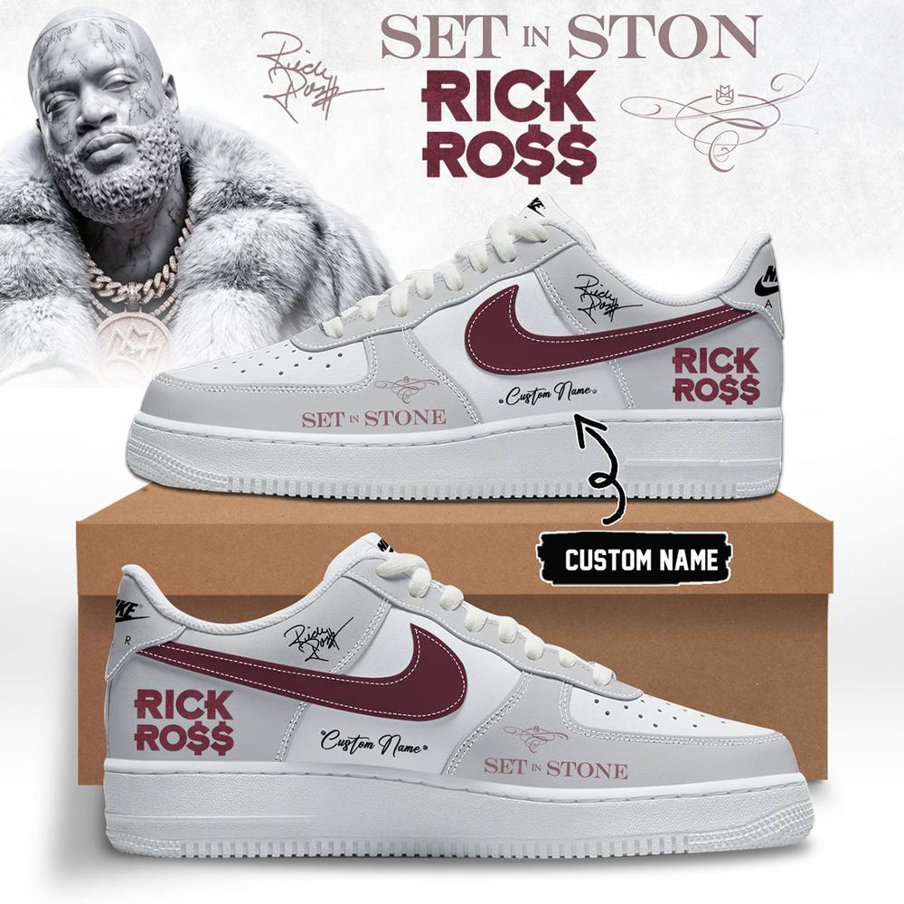 Rick Ross Set In Stone White and Burgundy Album Sneakers