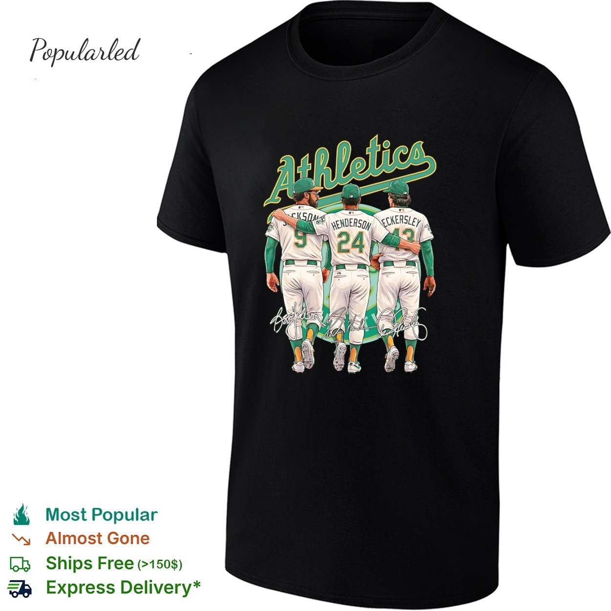 Rickey Henderson Reggie Jackson and Dennis Eckersley Oakland Athletics baseball shirt