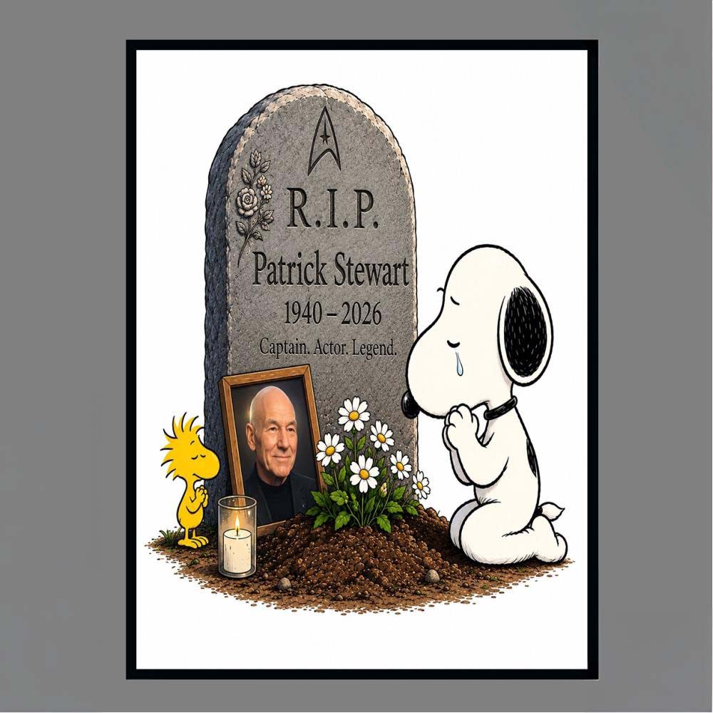 RIP Patrick Stewart 1940 2026 Captain Actor Legend Snoopy Peanuts Poster
