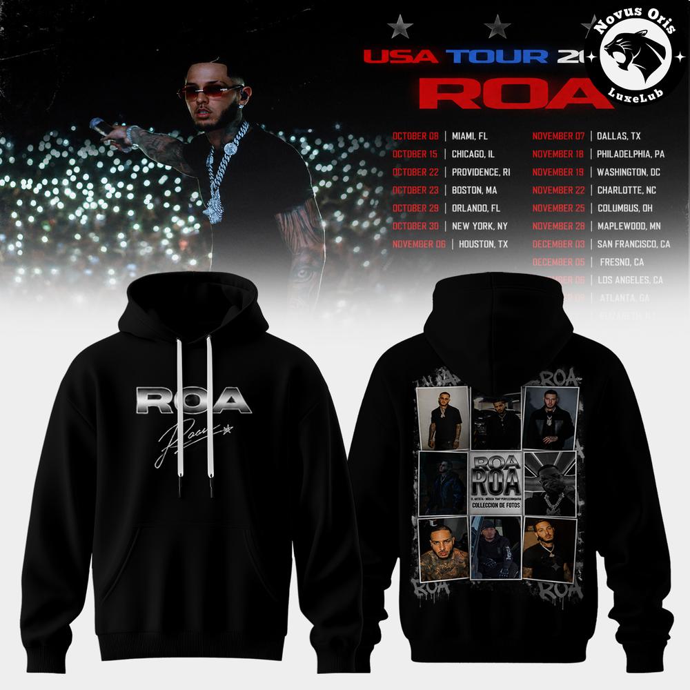 ROA USA Tour 2026 Urban Latin Era Black Pullover Hoodie 1 - Unicasport ROA USA Tour 2026 Urban Latin Era Black Pullover Hoodie