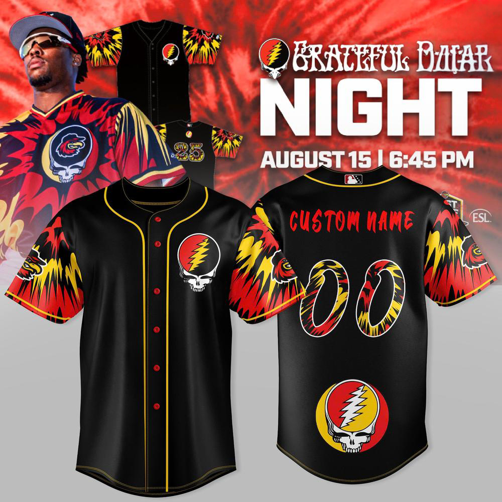 Rochester Red Wings Black Grateful Dead Night Baseball Jersey