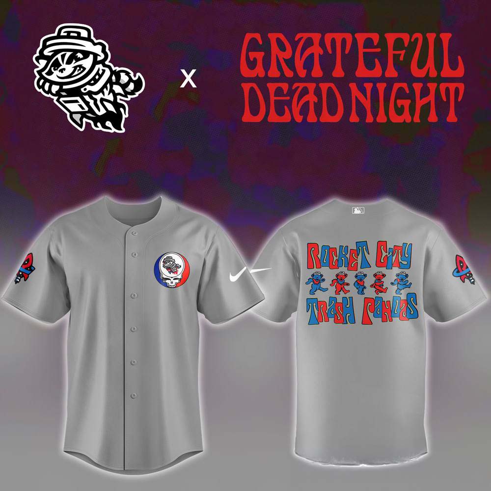 Grateful Dead Night Rocket City Trash Pandas Grey Jersey Custom Apparel