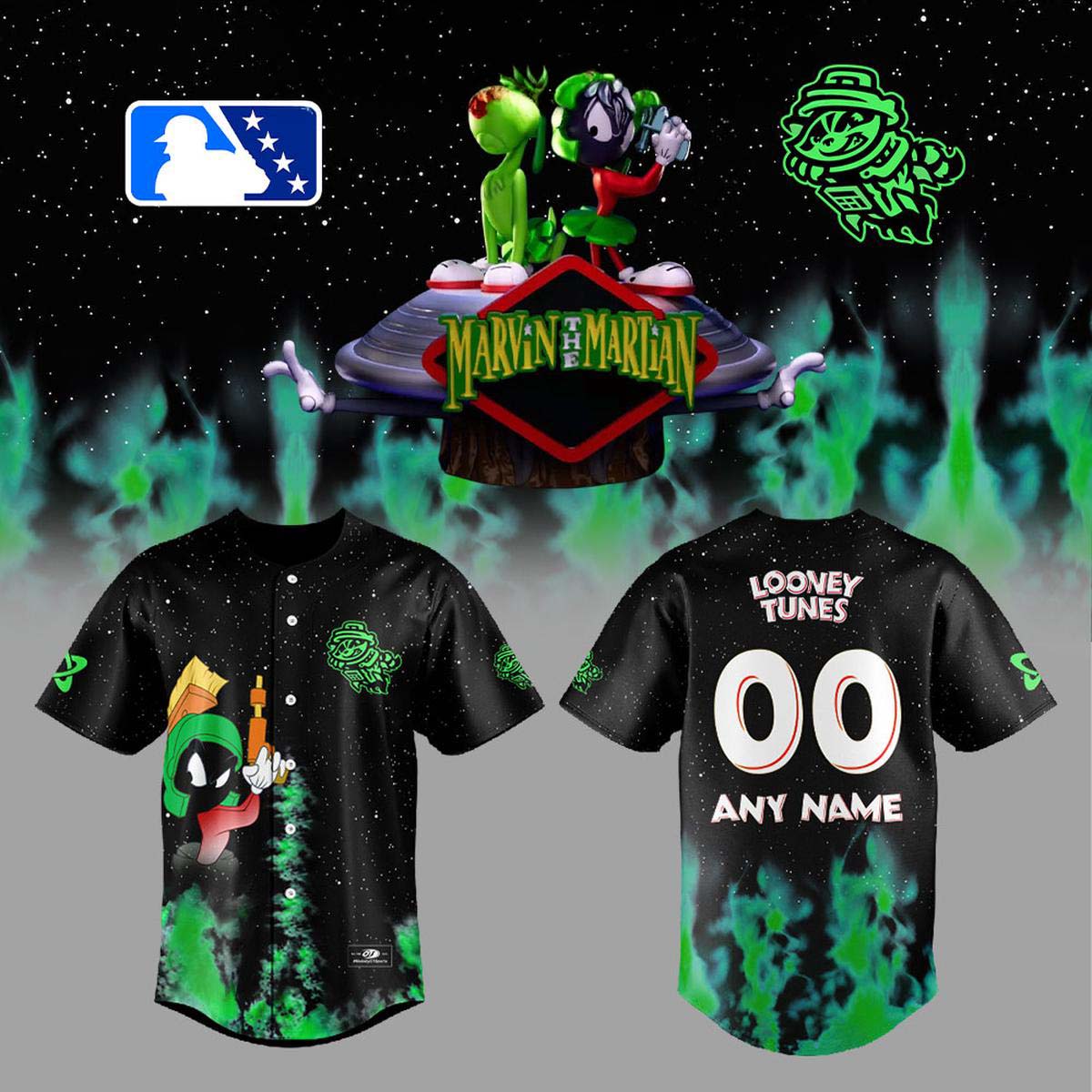 Rocket City Trash Pandas Marvin The Martian Night Party Baseball Jersey 1 - Unicasport Rocket City Trash Pandas Marvin The Martian Night Party Baseball Jersey