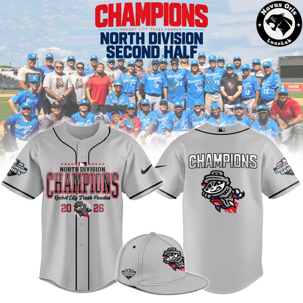 Rocket City Trash Pandas North Division Champions 2026 Baseball Jersey 1 - Unicasport Rocket City Trash Pandas North Division Champions 2026 Baseball Jersey
