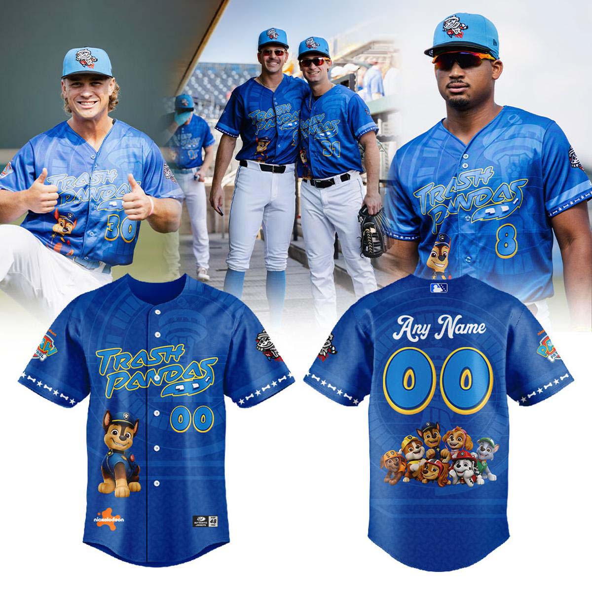 Custom Rocket City Trash Pandas Paw Patrol Adventure Chase Appearance Jersey 1 - Unicasport Custom Rocket City Trash Pandas Paw Patrol Adventure Chase Appearance Jersey