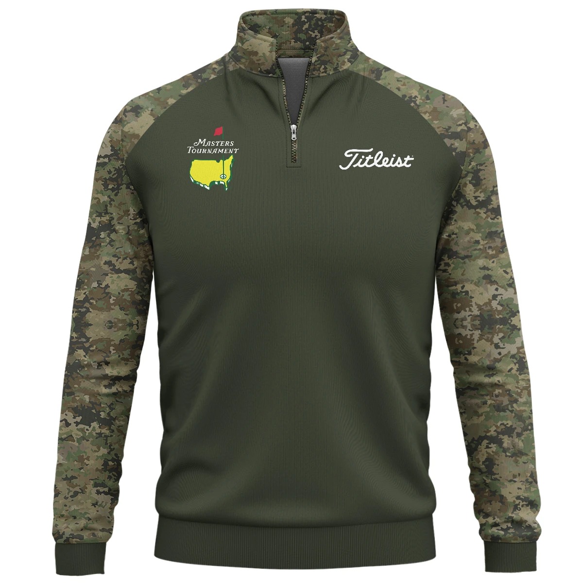 Rolex V-Neck Polo Golf Shirt - Masters Tournament Sport Jersey Dark Green Pattern