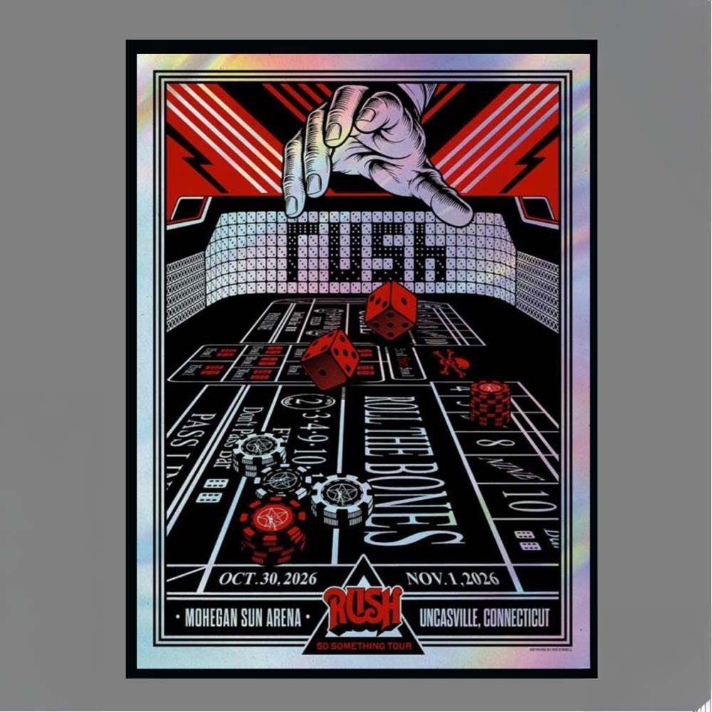 Rush Roll The Bones 50 Something Tour October 30 November 1 2026 Mohegan Sun Arena Uncasville CT Rock Band Concert Art Print Poster