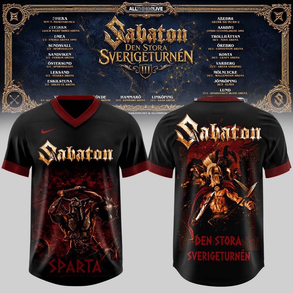 Sabaton The Grand Swedish Arena Tour 2027 Sparta Warrior Graphic Football Jersey 1 - Unicasport Sabaton The Grand Swedish Arena Tour 2027 Sparta Warrior Graphic Football Jersey