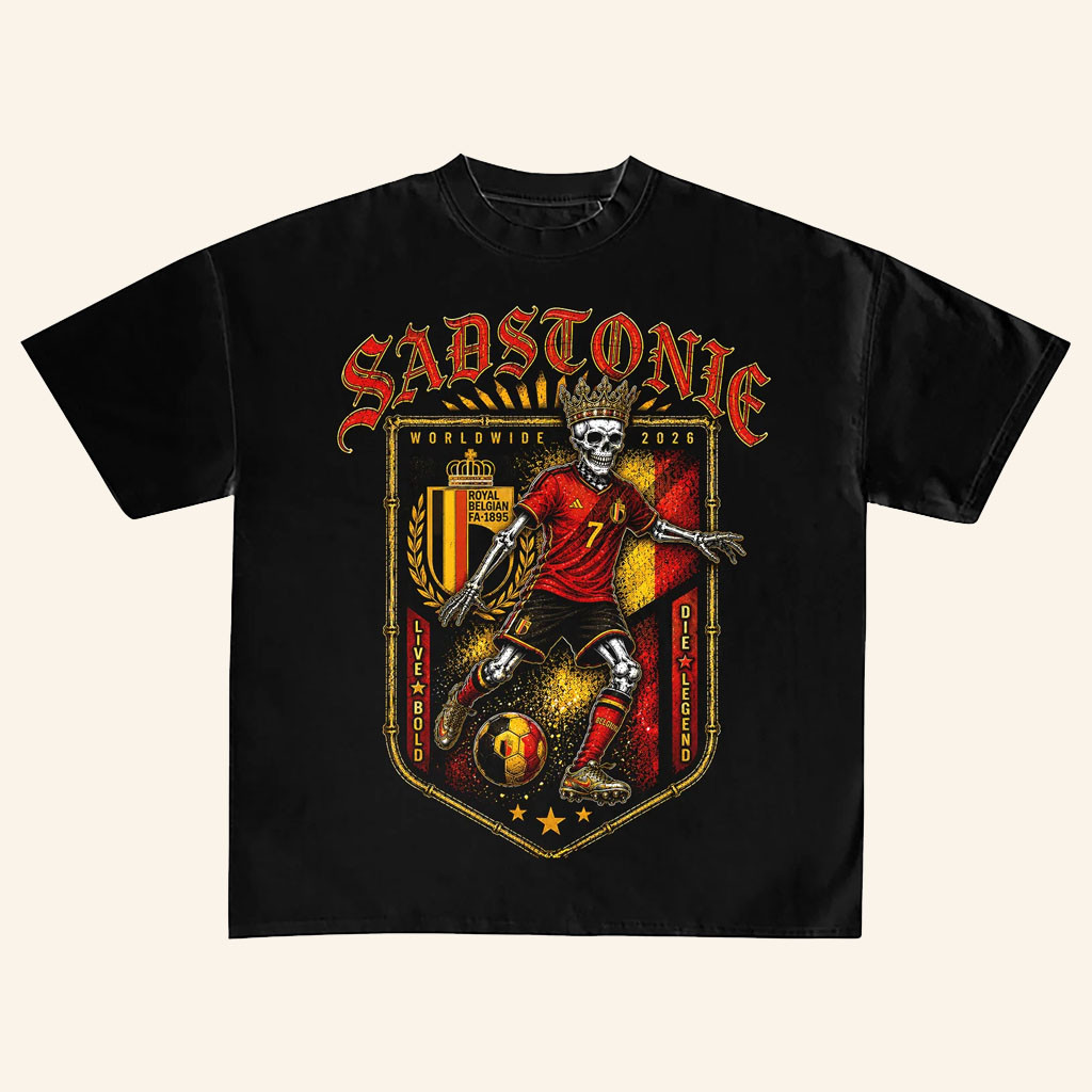 SadStonie Merch 2026 Belgium Soccer Skeleton GraphicTShirtNo 7 Belgium WC Merch Fan Gifts