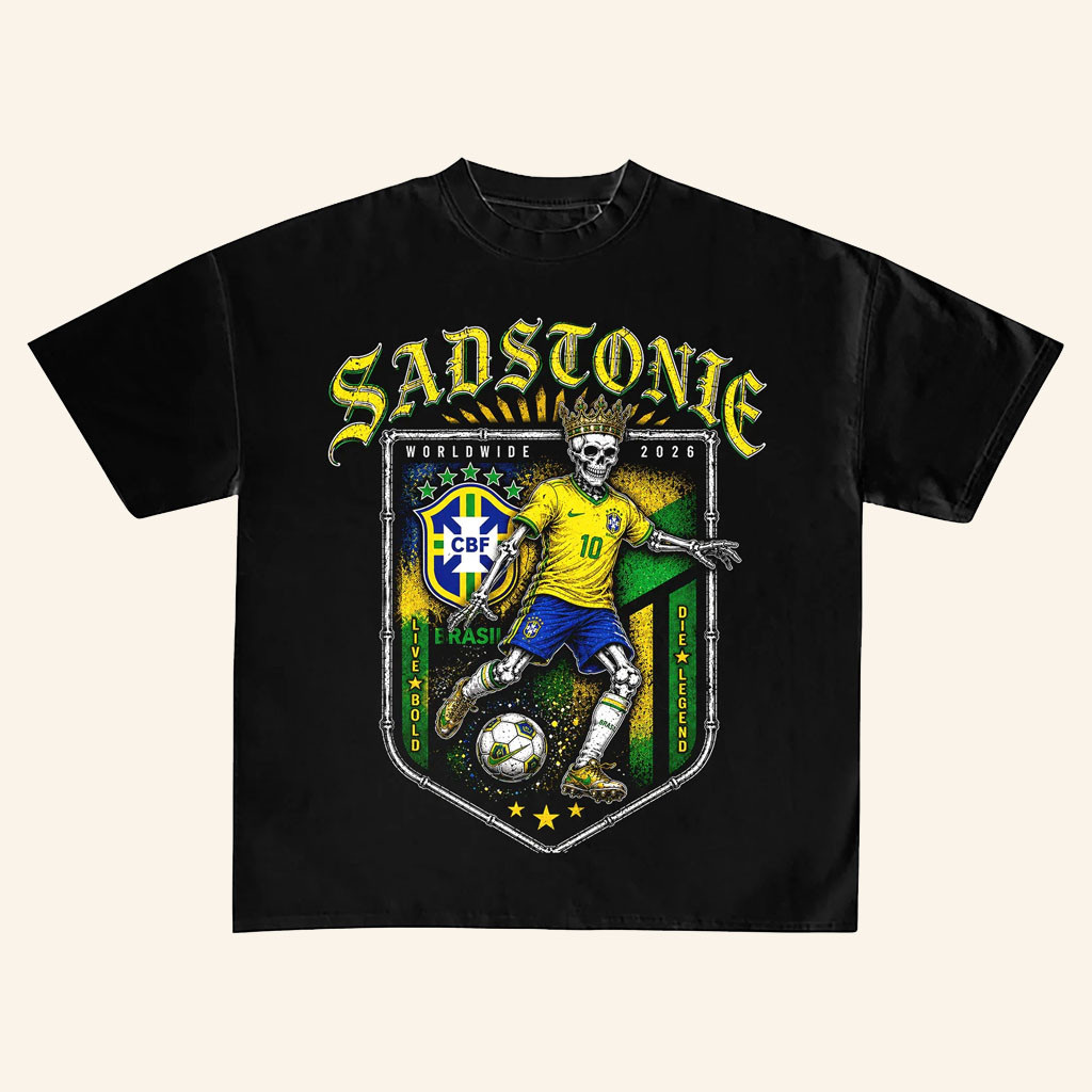 SadStonie Merch 2026 Brazil Soccer Skeleton GraphicTShirtNo 10 Belgium World Cup Merch