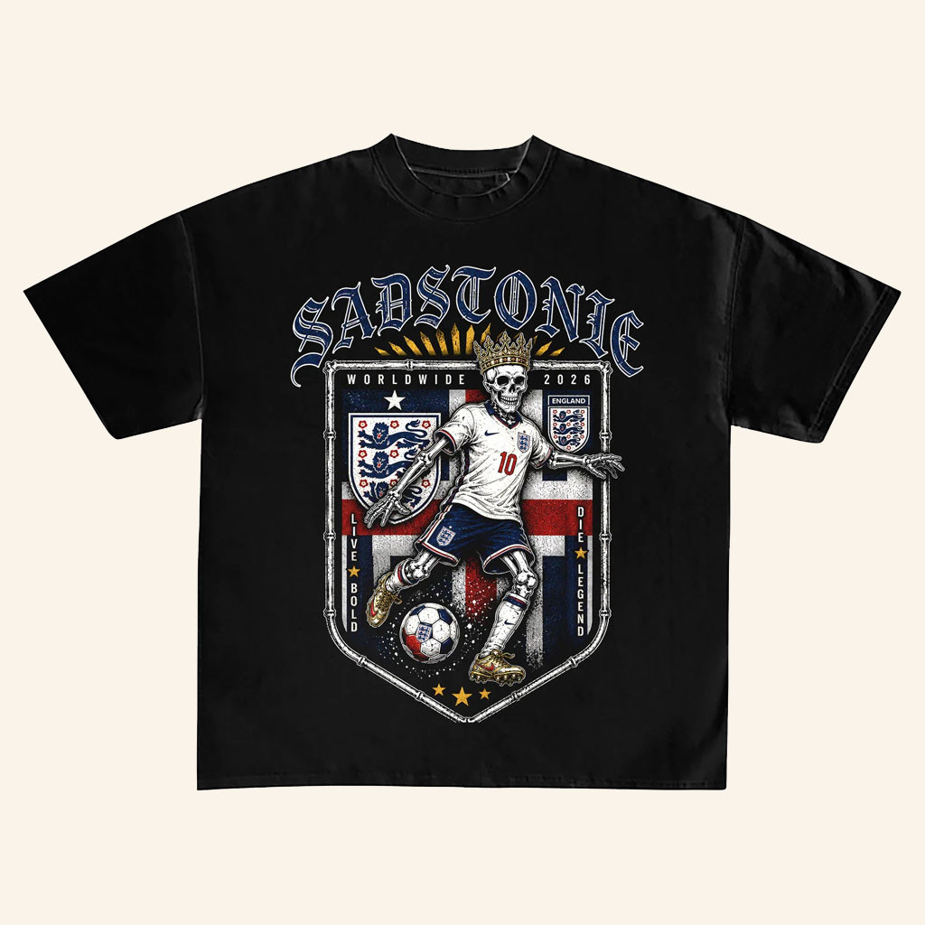 SadStonie Merch 2026 England Soccer Skeleton GraphicTShirtEngland World Cup Merch Fan Gifts
