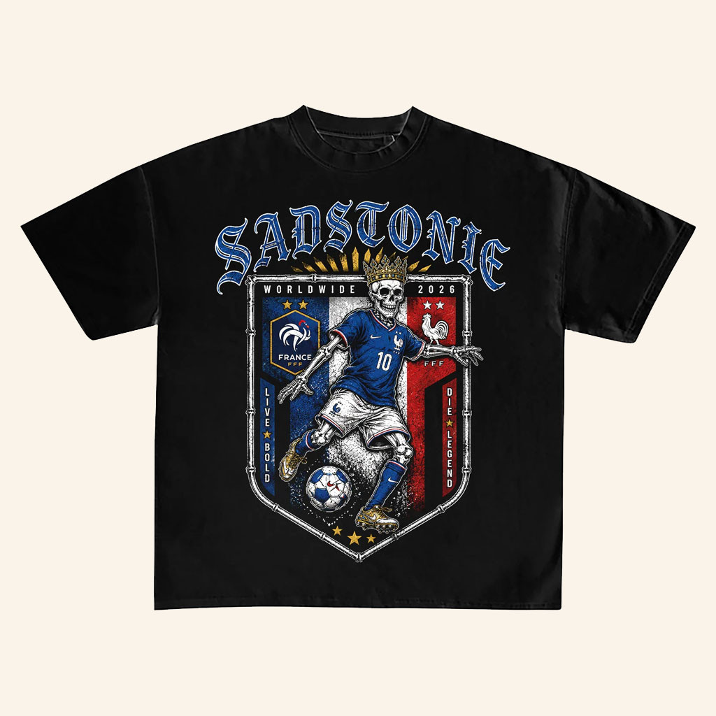 SadStonie Merch 2026 France Soccer Skeleton GraphicTShirtFrance World Cup Merch Fan Gifts