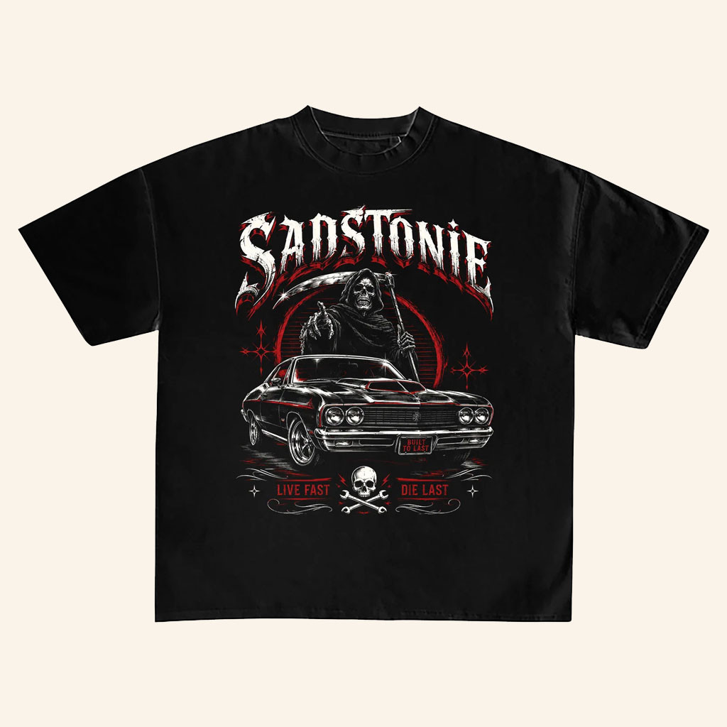 SadStonie Merch 2026 Grim Reaper Muscle CarTShirtBirthday Gifts For Brothers