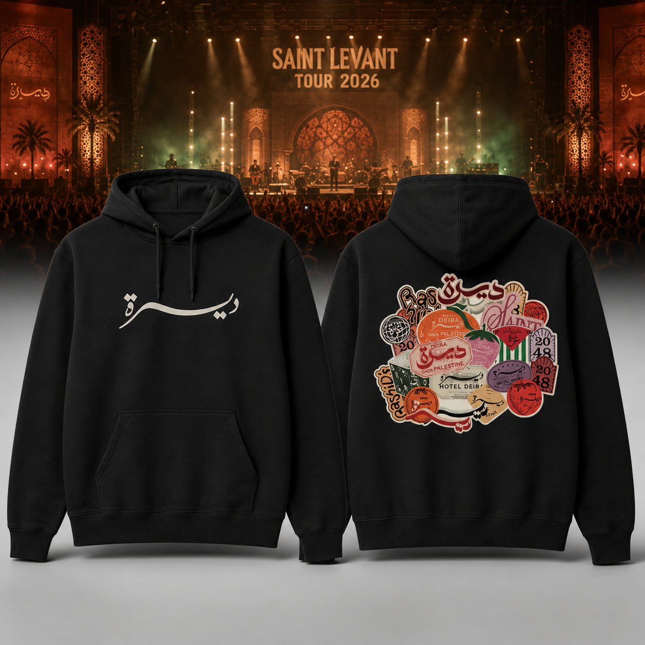 Saint Levant 2026 Tour Travel Stamp Black Pullover Hoodie - Best Gift for Fans