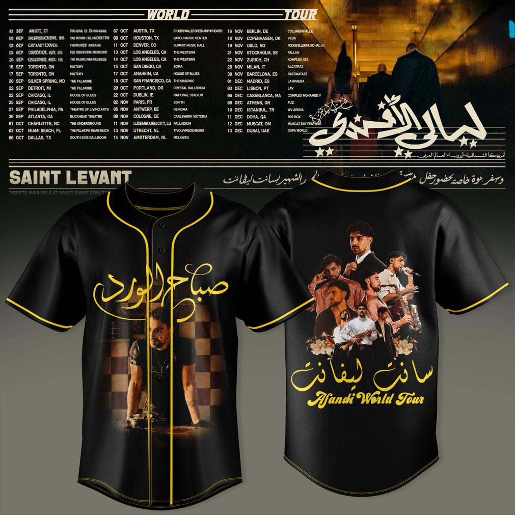 Saint Levant Afandi World Tour Black Graphic Baseball Jersey
