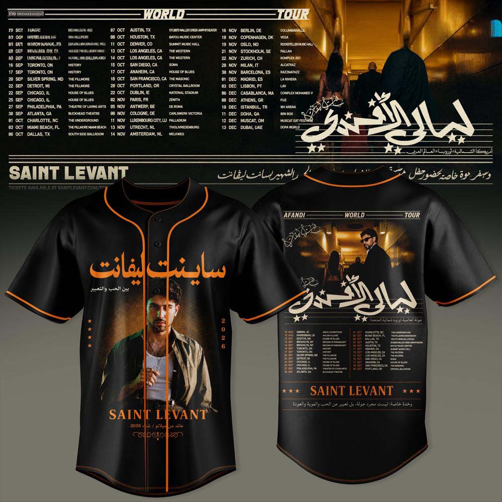 Saint Levant Afandi World Tour Baseball Jersey Black Orange