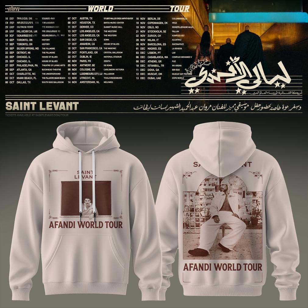 White Graphic Hoodie - Saint Levant Afandi World Tour
