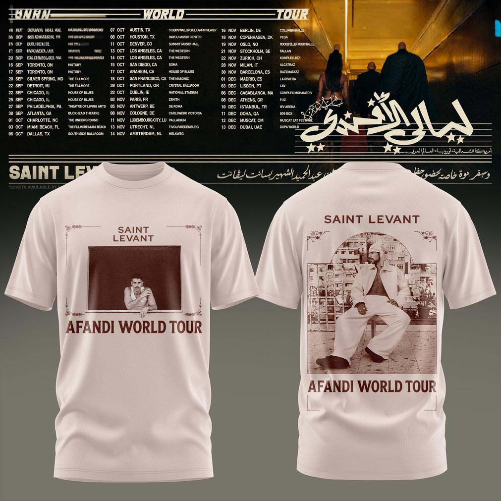 White Saint Levant Afandi World Tour Graphic T-Shirt