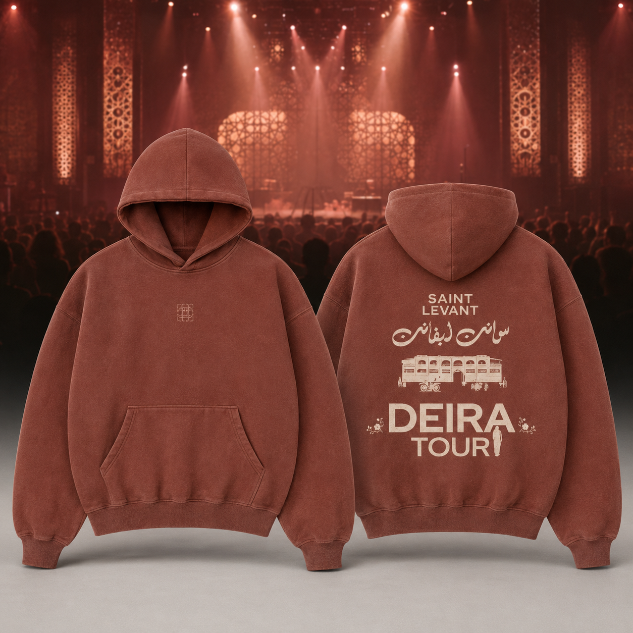 Saint Levant Deira Tour 2026 Rust Brown Vintage Graphic Pullover Hoodie - Best Gift for Fans