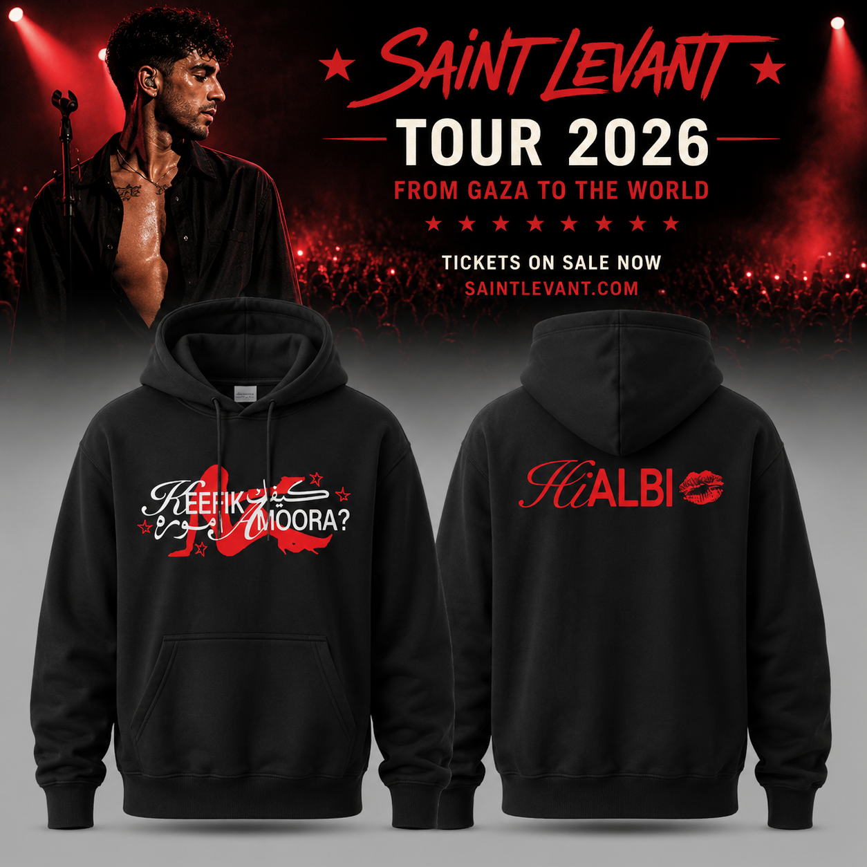 Saint Levant Tour 2026 Keefik Amoora Black Hoodie - Best Gift for Fans